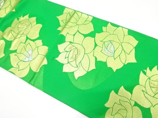 JAPANESE KIMONO / ANTIQUE FUKURO OBI / SILK / WOVEN ROSE
